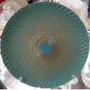 Round Glass Teal and Gold Kaleidoscope Charger Plate 13 -8/PK