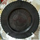  Round Glass Black Quantum Charger Plate 13