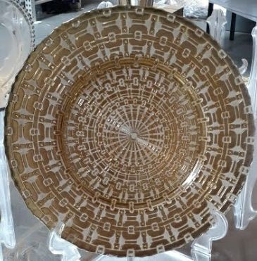  Round Glass Gold Aztec Charger Plate 13