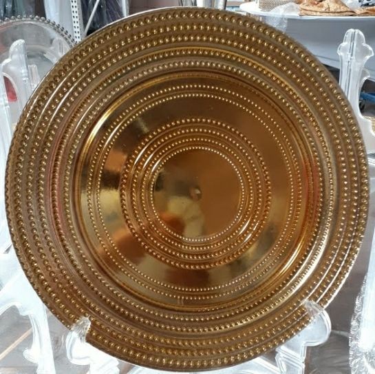  Round Glass Gold Dot Charger Plate 13
