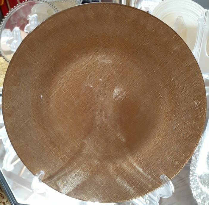  Round Glass Gold Suede Charger Plate 13