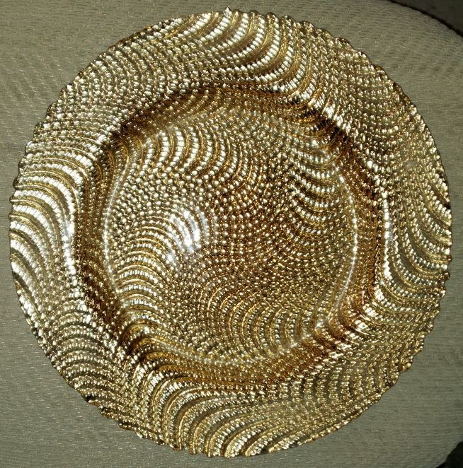  Round Glass Gold Swirl Charger Plate 13