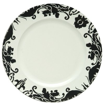ChargeIt by Jay Black Brocade Rim White Charger Plate 13"