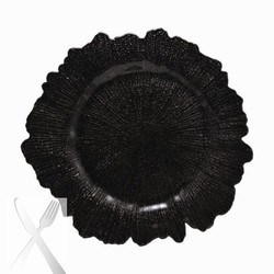 Ten Strawberry Street Black Reef Glass Charger Plate 13-1/4"