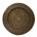 ChargeIt by Jay Brick Brown Round Rattan Charger Plate 13"