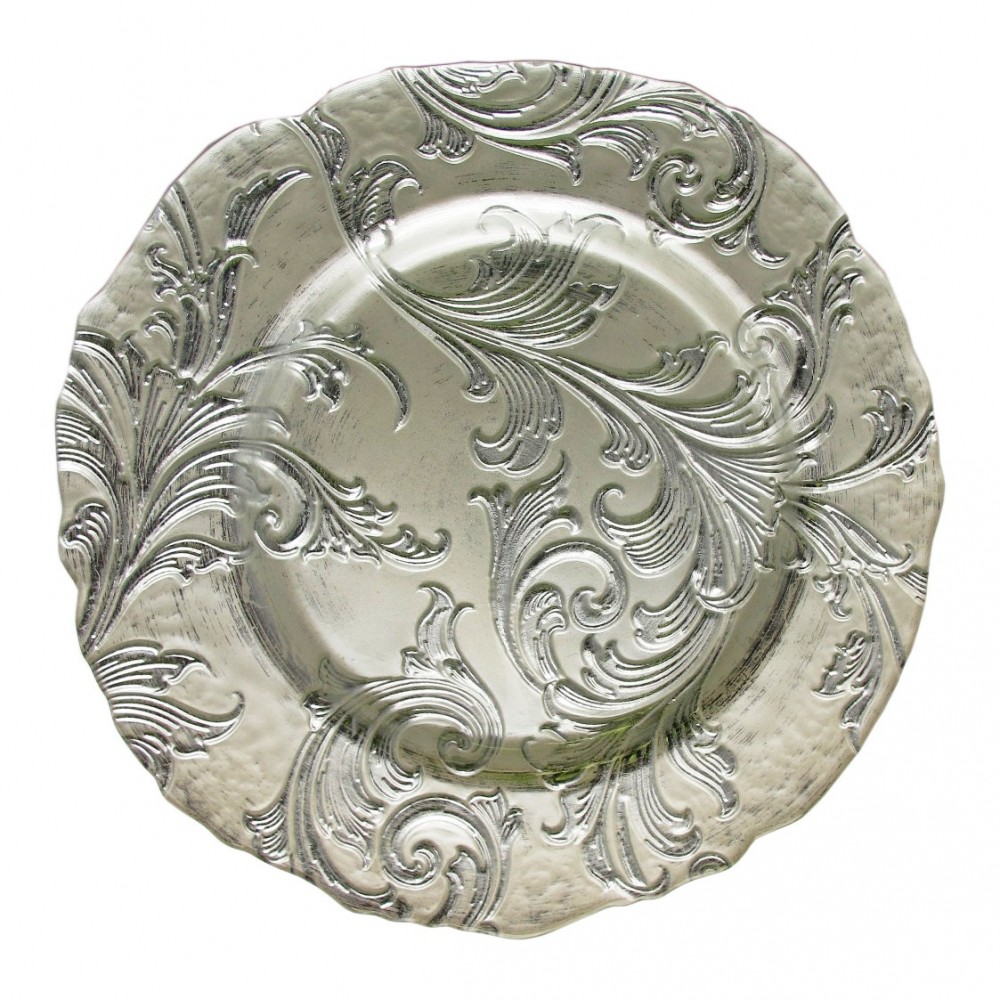 ChargeIt by Jay Vanessa Silver Glass Charger Plate 13"