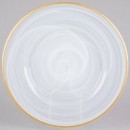 ChargeIt by Jay Alabaster Silver Glass Round Charger Plate with Gold Rim 13"