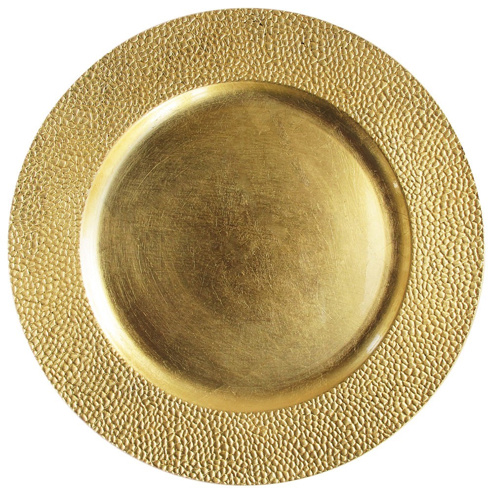 ChargeIt by Jay Gold Pebbled Round Melamine Charger Plate 13"