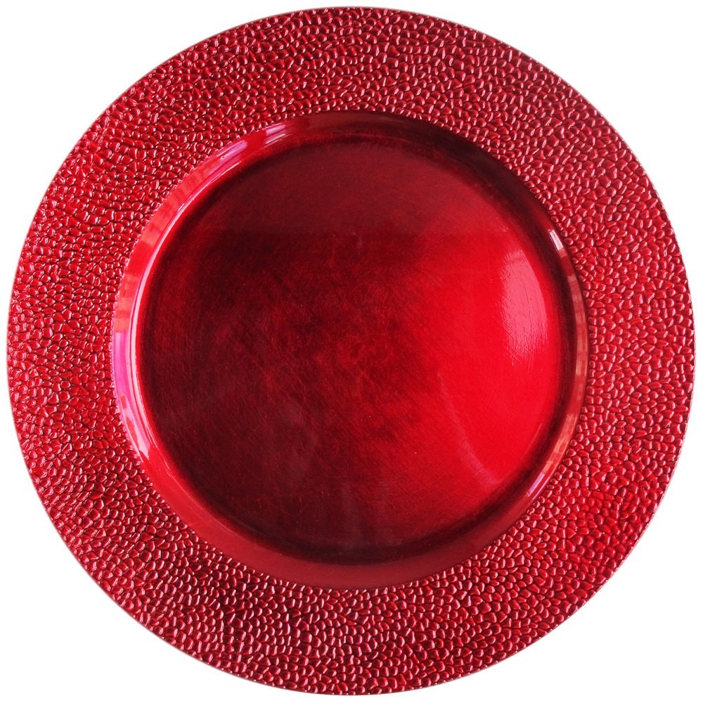 ChargeIt by Jay Red Pebbled Round Melamine Charger Plate 13"