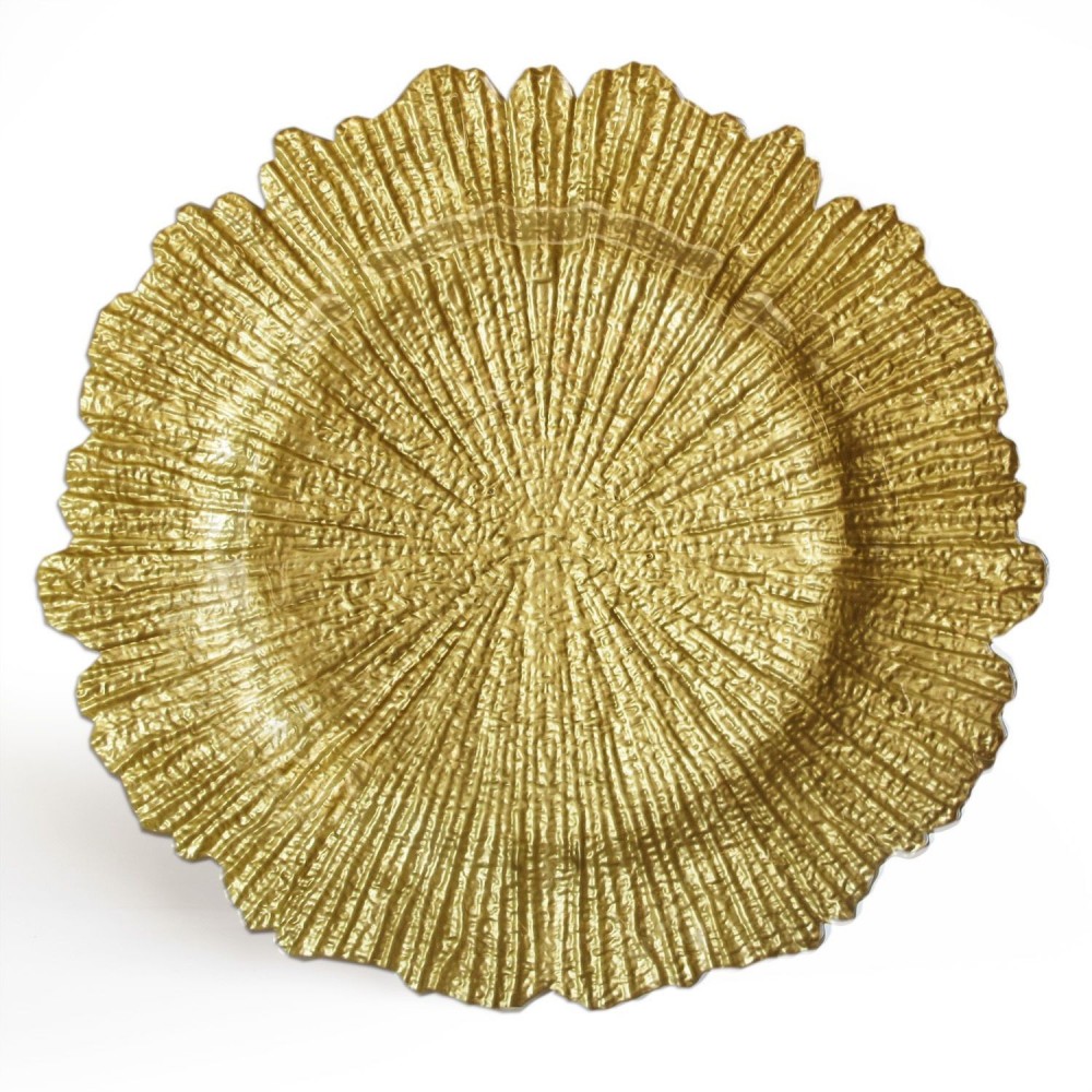 ChargeIt by Jay Reef Gold Glass Charger Plate 13"