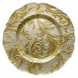 Chargeit by Jay Vanessa Gold Round Glass Charger Plate 13"