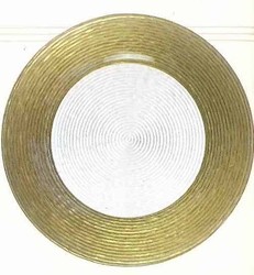 ChargeIt by Jay Circus Gold Border Glass Charger Plate 13"