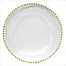 ChargeIt by Jay Gold Beaded Clear Glass Round Charger Plate 13"