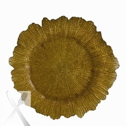 Ten Strawberry Street Gold Sponge Glass Charger Plate 13-3/4"