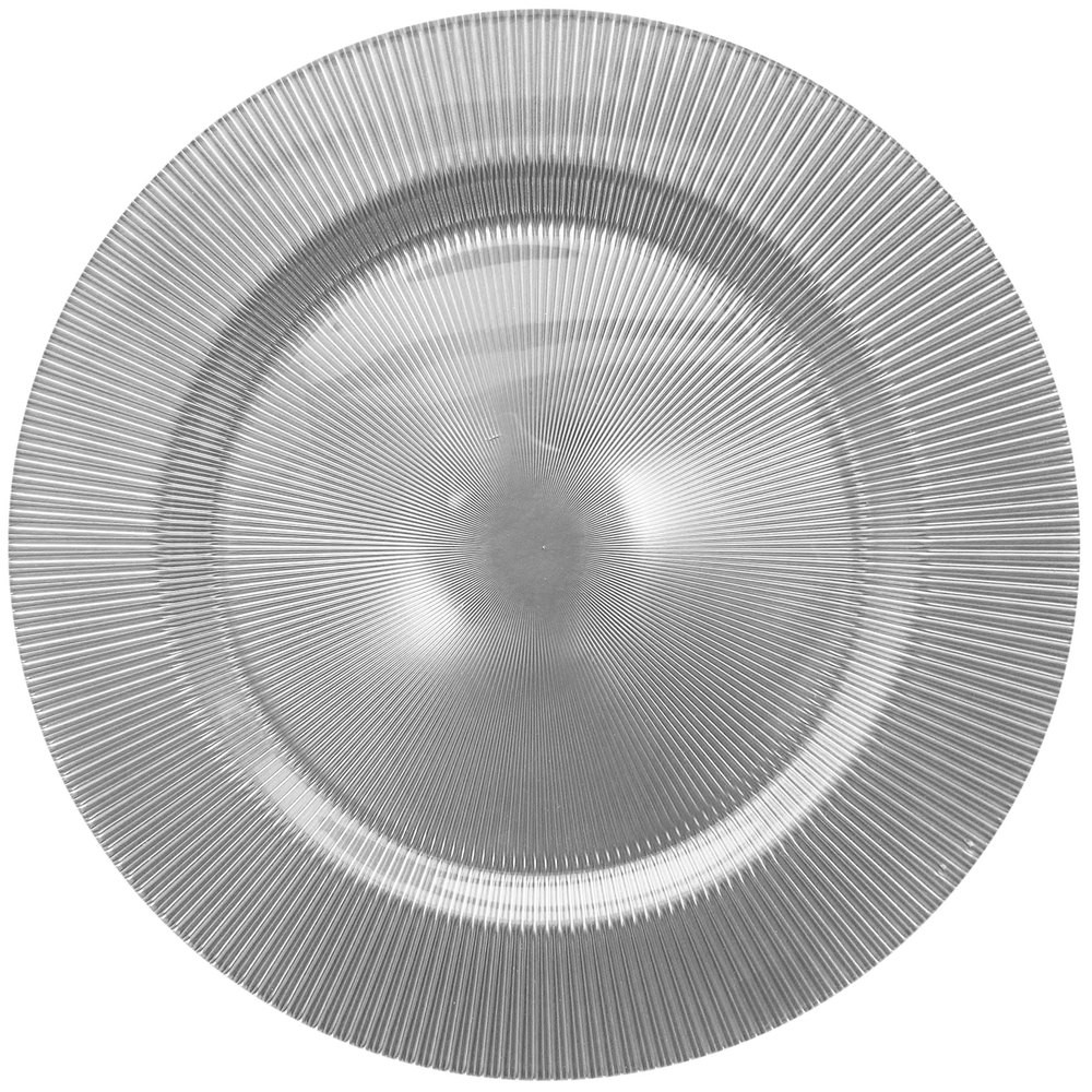 ChargeIt by Jay Sunray Silver Glass Charger Plate 13"