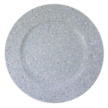 ChargeIt by Jay Silver Glitter and Stars Charger Plate 13"