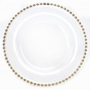 Gold Bead Rim Glass Charger Plate 13"8/PK