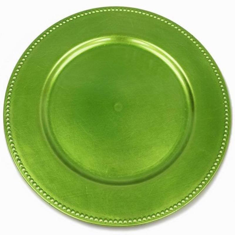 Ya Ya Creations Lime Beaded Acrylic Round Charger Plate 13"